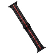For Apple Watch SE 44mm Stainless Steel Watch Band(Black Red)