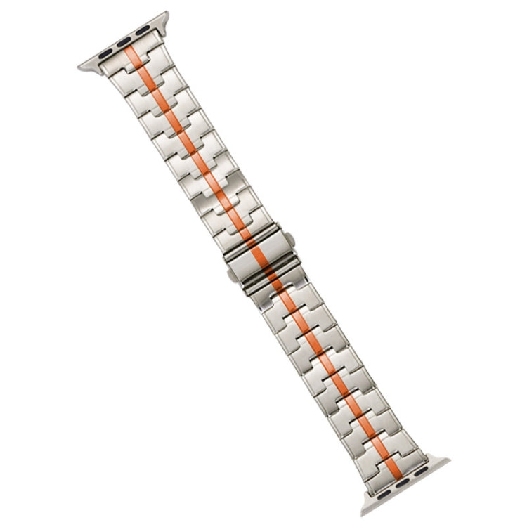 For Apple Watch 38mm Stainless Steel Watch Band(Starlight Orange)