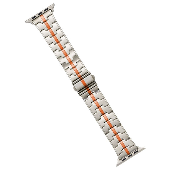 For Apple Watch 38mm Stainless Steel Watch Band(Starlight Orange)