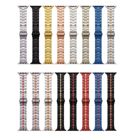 For Apple Watch SE 40mm Stainless Steel Watch Band(Starlight Orange)