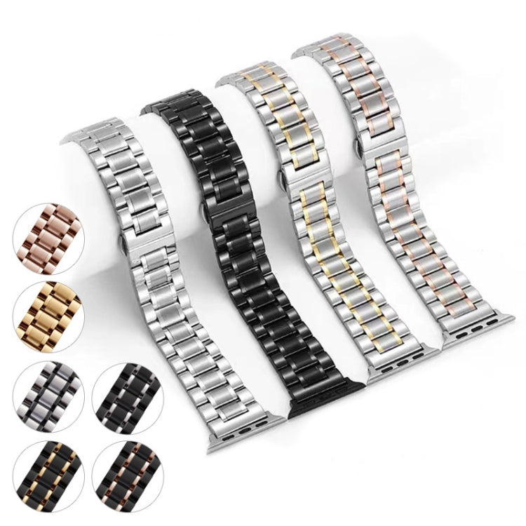 For Apple Watch 38mm Five-Beads Stainless Steel Watch Band(Black)