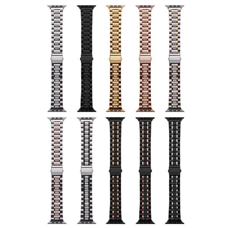 For Apple Watch 38mm Five-Beads Stainless Steel Watch Band(Black)