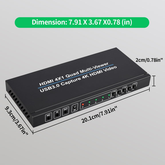 NK-941S 4K HDMI 4x1 Screen Splitter + USB3.0 Video Capture All In One Machine(Black)