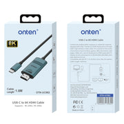 Onten UC982 8K 60Hz USB-C / Type-C to HDMI Video HD Conversion Cable(Pine Green)