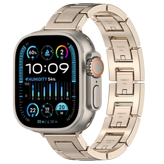 For Apple Watch Ultra 2 49mm H Slim Stainless Steel Watch Band(Starlight)