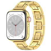 For Apple Watch Series 9 41mm H Slim Stainless Steel Watch Band(Gold)