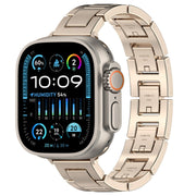 For Apple Watch Ultra 49mm H Slim Stainless Steel Watch Band(Starlight)