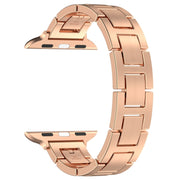 For Apple Watch Series 8 45mm H Slim Stainless Steel Watch Band(Rose Gold)