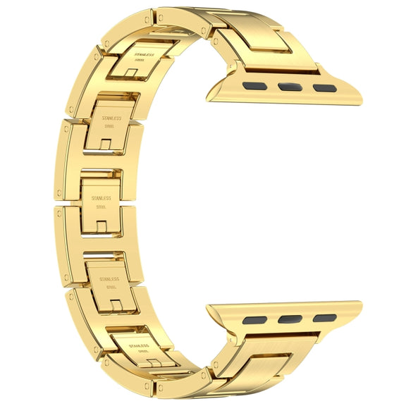 For Apple Watch SE 40mm H Slim Stainless Steel Watch Band(Gold)