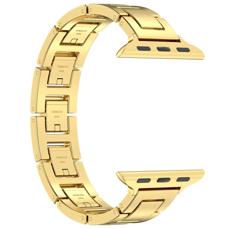 For Apple Watch SE 40mm H Slim Stainless Steel Watch Band(Gold)
