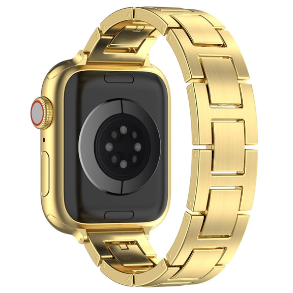 For Apple Watch SE 40mm H Slim Stainless Steel Watch Band(Gold)