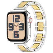 For Apple Watch SE 40mm H Slim Stainless Steel Watch Band(Silver Gold)