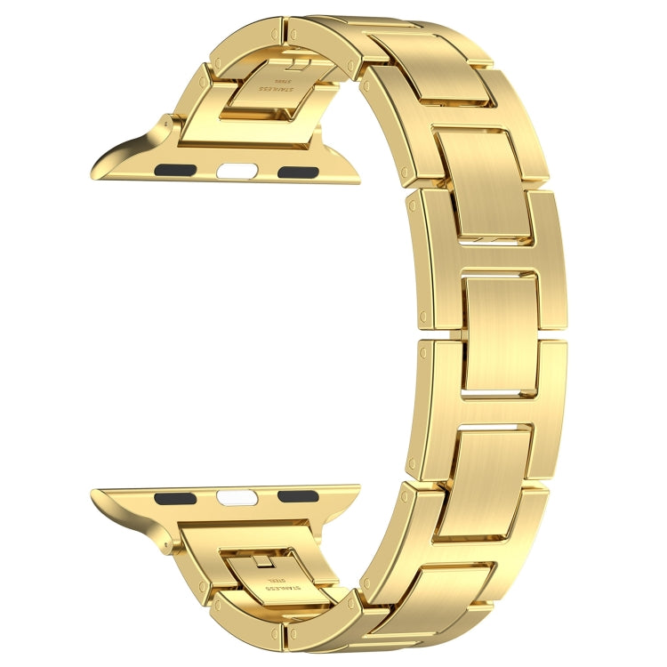 For Apple Watch SE 44mm H Slim Stainless Steel Watch Band(Gold)
