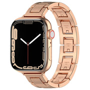 For Apple Watch Series 6 40mm H Slim Stainless Steel Watch Band(Rose Gold)