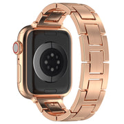 For Apple Watch 42mm H Slim Stainless Steel Watch Band(Rose Gold)