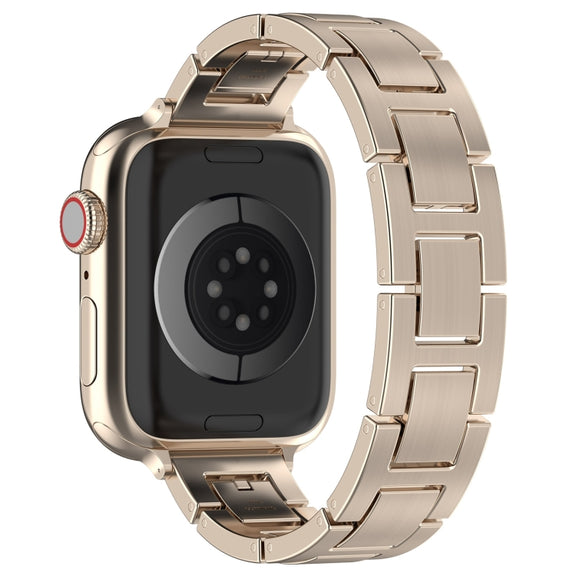 For Apple Watch 42mm H Slim Stainless Steel Watch Band(Starlight)