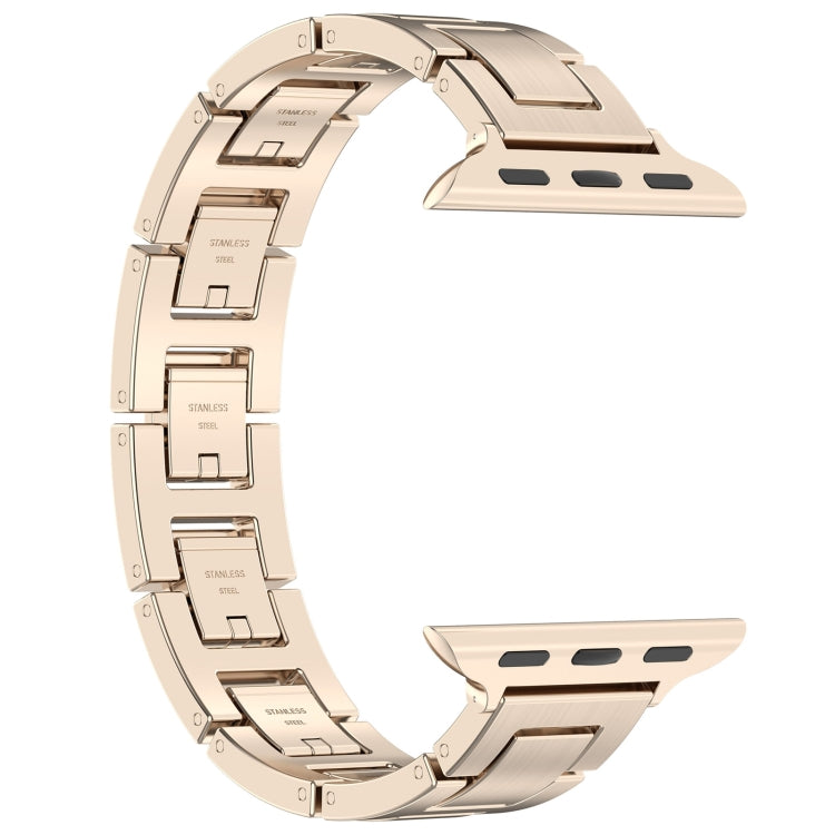 For Apple Watch 38mm H Slim Stainless Steel Watch Band(Starlight)