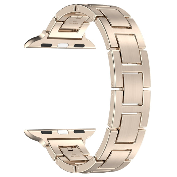 For Apple Watch 38mm H Slim Stainless Steel Watch Band(Starlight)