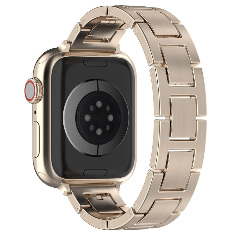 For Apple Watch 38mm H Slim Stainless Steel Watch Band(Starlight)