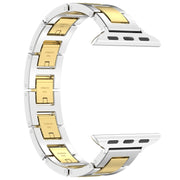For Apple Watch 38mm H Slim Stainless Steel Watch Band(Silver Gold)