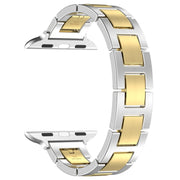 For Apple Watch 38mm H Slim Stainless Steel Watch Band(Silver Gold)