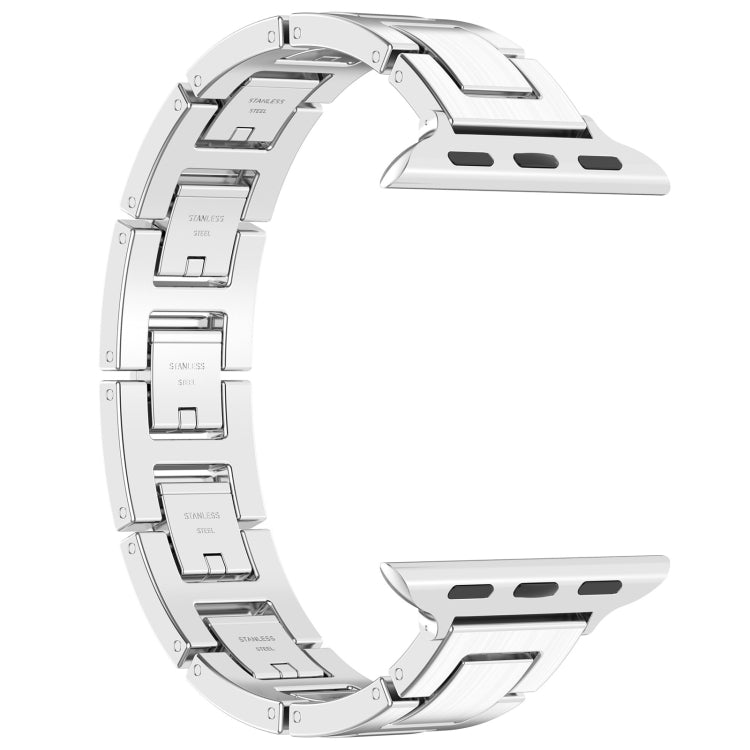 For Apple Watch 38mm H Slim Stainless Steel Watch Band(Silver)