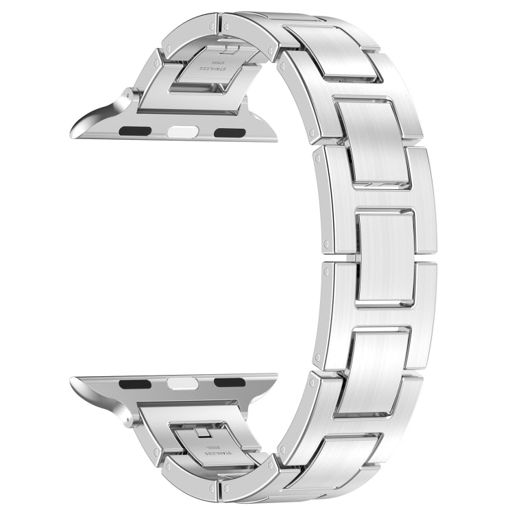 For Apple Watch 38mm H Slim Stainless Steel Watch Band(Silver)