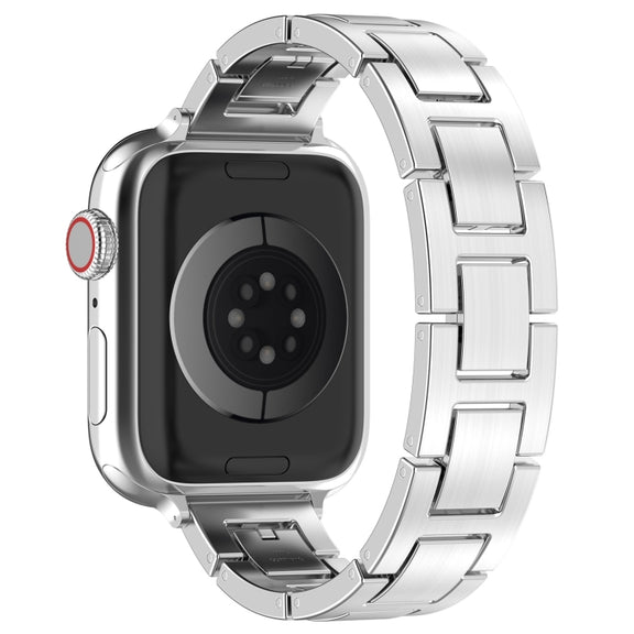For Apple Watch 38mm H Slim Stainless Steel Watch Band(Silver)