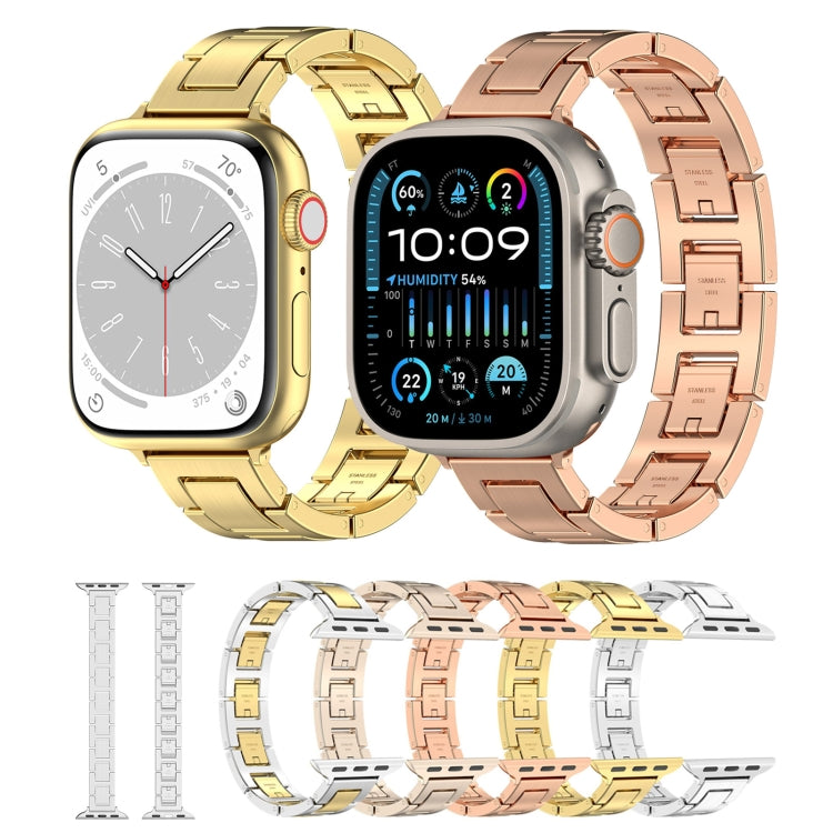 For Apple Watch 42mm H Slim Stainless Steel Watch Band(Starlight)