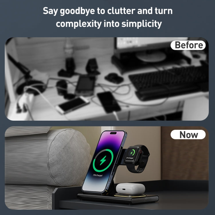 A80 3 in 1 15W Folding Wireless Charger(Black)