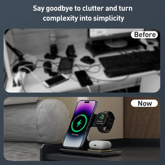 A80 3 in 1 15W Folding Wireless Charger(Black)