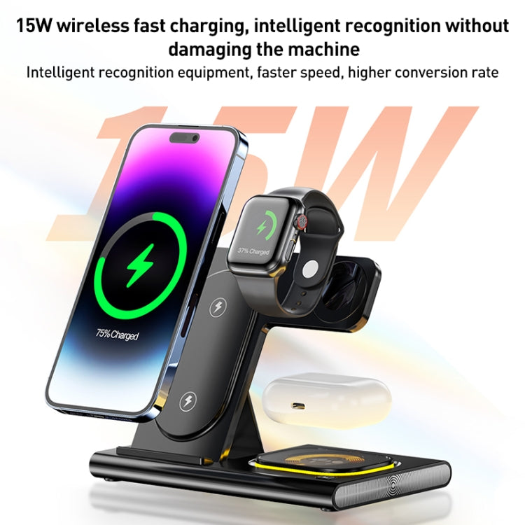 A80 3 in 1 15W Folding Wireless Charger(Black)
