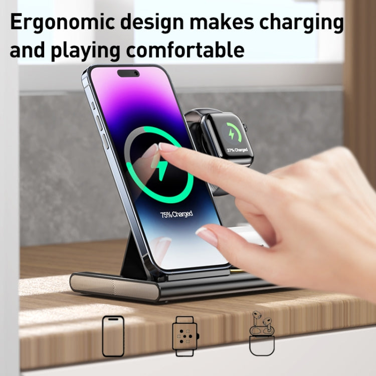 A80 3 in 1 15W Folding Wireless Charger(Black)