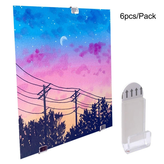 6pcs Wall Mounted Acrylic No-Punch Record Display Stand