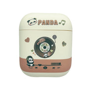 For AirPods 2 / 1 Panda Records Pattern Earbuds Box Frosted TPU Case(White)