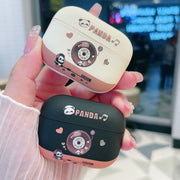 For AirPods 3 Panda Records Pattern Earbuds Box Frosted TPU Case(White)