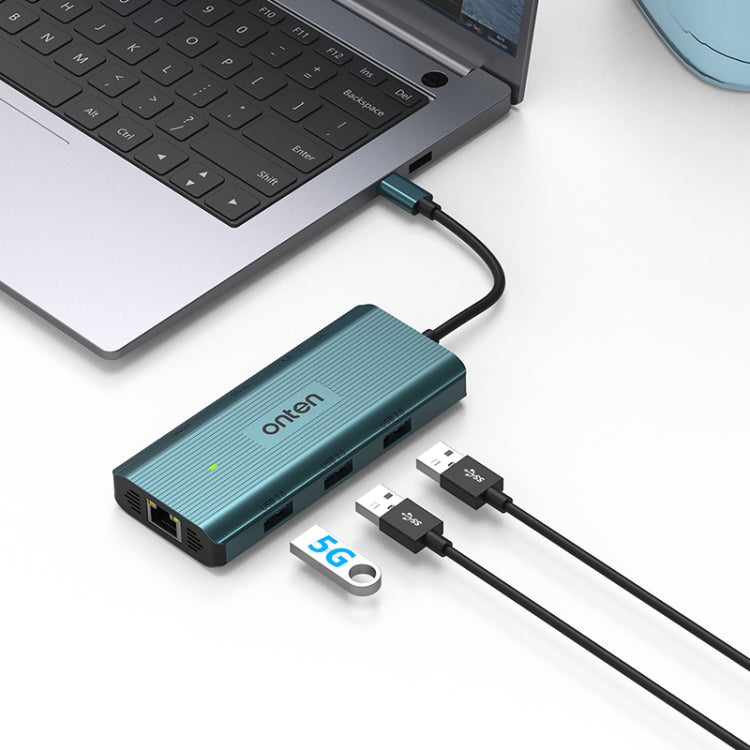 Onten UC961 9 in 1 USB-C / Type-C Multi-function HUB Docking Station(Green)
