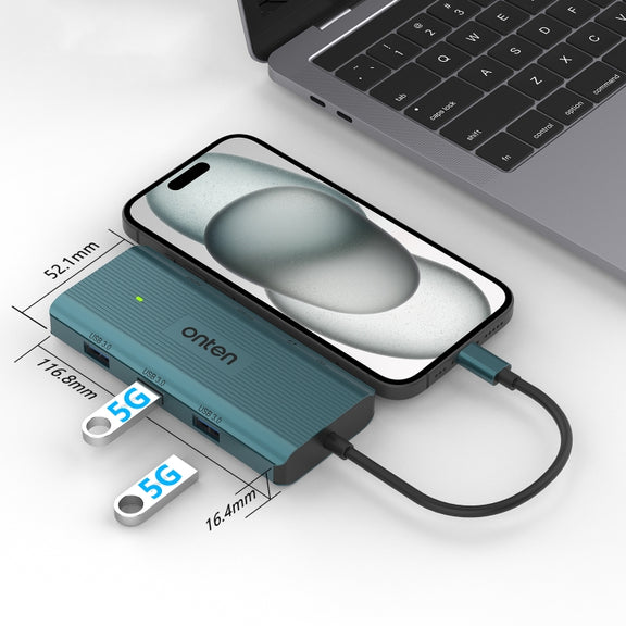 Onten UC961 9 in 1 USB-C / Type-C Multi-function HUB Docking Station(Green)