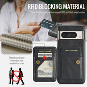 For Google Pixel 8a Fierre Shann Oil Wax Cow Leather Card Holder Back Phone Case(Black)