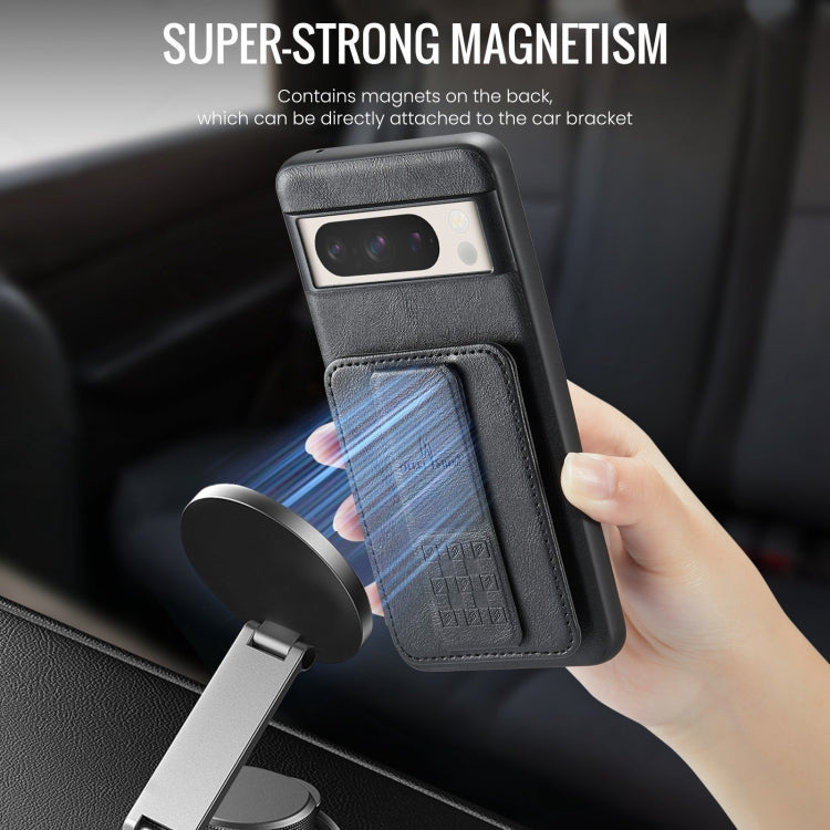 For Google Pixel 8a Fierre Shann Oil Wax Cow Leather Card Holder Back Phone Case(Black)