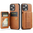 For iPhone 15 Pro Max Fierre Shann Oil Wax Cow Leather Card Holder Back Phone Case(Brown) - free shipping - PMC TechLife - Order now!