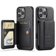 For iPhone 16 Pro Max Fierre Shann Oil Wax Cow Leather Card Holder Back Phone Case(Black) - iPhone 16 Pro Max Cases by FIERRE SHANN | Online Shopping South Africa | PMC TechLife | Buy Now Pay Later Mobicred