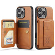 For iPhone 16 Pro Max Fierre Shann Oil Wax Cow Leather Card Holder Back Phone Case(Brown) - iPhone 16 Pro Max Cases by FIERRE SHANN | Online Shopping South Africa | PMC TechLife | Buy Now Pay Later Mobicred
