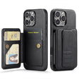 For iPhone 16 Pro Fierre Shann Oil Wax Cow Leather Card Holder Back Phone Case(Black) - iPhone 16 Pro Cases by FIERRE SHANN | Online Shopping South Africa | PMC TechLife | Buy Now Pay Later Mobicred
