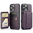 For iPhone 16 Pro Fierre Shann Oil Wax Cow Leather Card Holder Back Phone Case(Purple) - iPhone 16 Pro Cases by FIERRE SHANN | Online Shopping South Africa | PMC TechLife | Buy Now Pay Later Mobicred