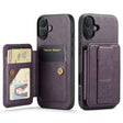 For iPhone 16 Plus Fierre Shann Oil Wax Cow Leather Card Holder Back Phone Case(Purple) - iPhone 16 Plus Cases by FIERRE SHANN | Online Shopping South Africa | PMC TechLife | Buy Now Pay Later Mobicred