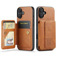 For iPhone 16 Plus Fierre Shann Oil Wax Cow Leather Card Holder Back Phone Case(Brown) - iPhone 16 Plus Cases by FIERRE SHANN | Online Shopping South Africa | PMC TechLife | Buy Now Pay Later Mobicred