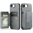 For iPhone 16e Fierre Shann Oil Wax Cow Leather Card Holder Back Phone Case(Grey) - free shipping - PMc TechLife - Order now!