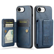For iPhone 16e Fierre Shann Oil Wax Cow Leather Card Holder Back Phone Case(Blue) - free shipping - PMc TechLife - Order now!