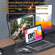 BYL-2401 8 in 1 Type-C to PD100W + USB3.0 + HDMI + DP + RJ45 HUB Docking Station(Space Grey)